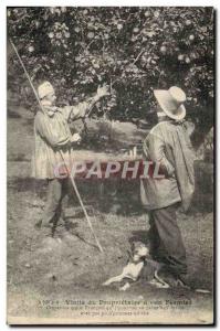 Old Postcard Visit the owner has his farmer Dog