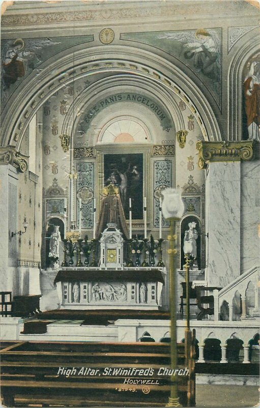 British church postcard St Winifred church Holywell high altar