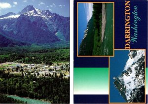 2~4X6 Postcards Darrington WA Washington BIRD'S EYE VIEW~SAUK RIVER Snohomish CO