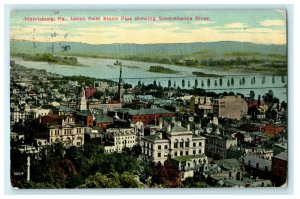 1911 View of Susquehanna River, Harrisburg Pennsylvania PA Antique Postcard