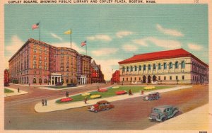 Vintage Postcard Copley Fine Square Public Library Plaza Boston Massachusetts MA