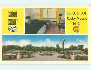 Unused Linen CORAL COURT MOTEL Rocky Mount North Carolina NC u8593@