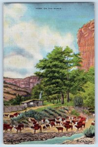 LH Dude Larsen Artist Signed Postcard Home Of The Range Oil Painting Vintage