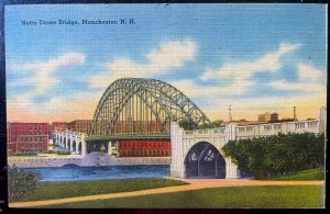 Vintage Postcard 1930-1945 Notre Dame Truss Bridge, Manchester, New Hampshire