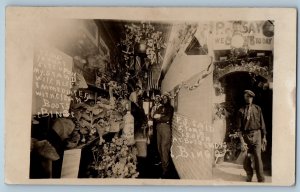 c1910's PJ Says Black White American Store Patriotic RPPC Photo Antique Postcard