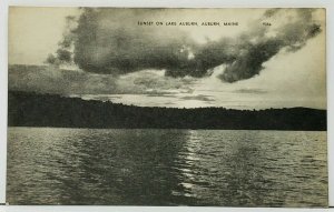 Maine Sunset on Lake Auburn Postcard I14