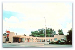 The Downtown Motel Lander Wyoming Postcard Old Cars Sign