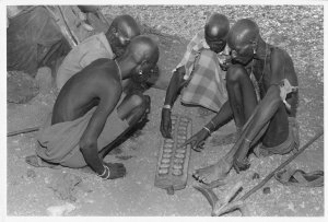 Rendille Men Playing Bao African Board Game Kenya 9x7 Press Photo