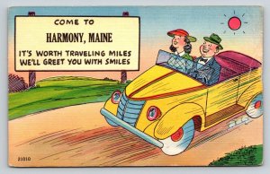 1959  Come to  Harmony  Maine   Postcard