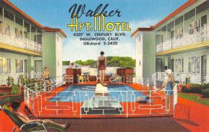 Inglewood California Walker Apt Motel Pool View Antique Postcard K54999