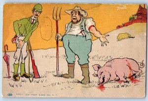 Findlay Ohio OH Postcard Hunting Farming Comic Humor 1907 Posted Antique