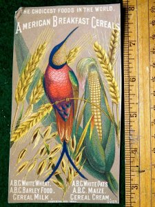 1870s-80s Colorful Bird, Wheat, Corn, Grains, American Breakfast Cereals F24