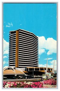 c1966 Postcard NV The Hotel Dunes Las Vegas Nevada Old Cars Golf Cart