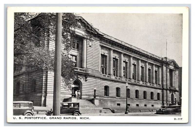 Post Office Building Grand Rapids Michigan MI UNP B&W Clear View WB Postcard E19