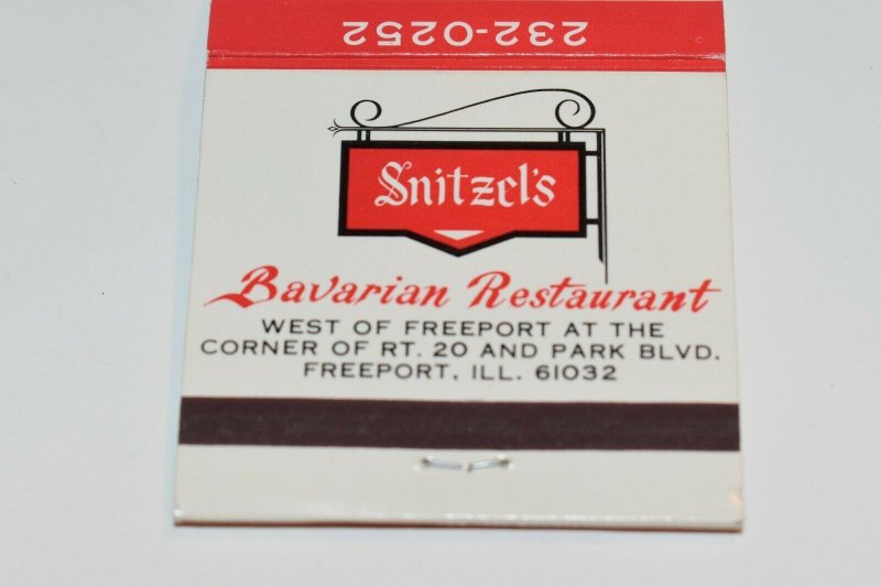Snitzel's Bavarian Restaurant Freeport Illinois 30 Strike Matchbook