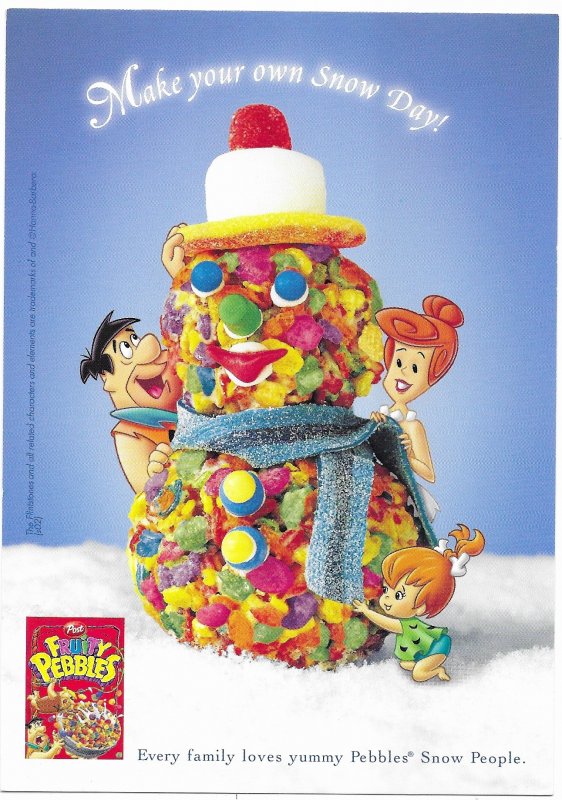 Fruity Pebbles Flintstones Recipe on Back for Fruity Pebbles Snow People  4 by 6