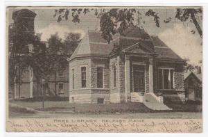 Free Library Belfast Maine 1907 postcard