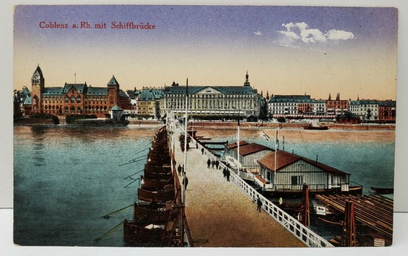 Germany Coblenz a. Rh. mit Schiffbrucke Koblenz Vintage Postcard B17