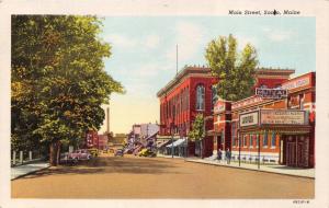 SACO MAINE MAIN ST~MUTUAL THEATRE~MISSPELLED TOWN NAME~PRE LINEN POSTCARD 1930s