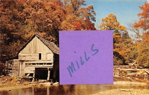Rustic Old Mill and Waterfalls In The Heart of Mountains View Postcard Backing 