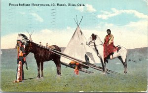Postcard OK Bliss Ponca Indians Honeymoon 101 Ranch Native Americana 1912 V208