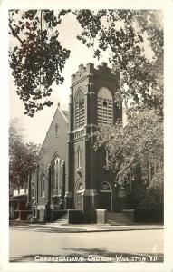 c1950 RPPC Postcard Cangregational Church, Williston ND Williams County Unposted