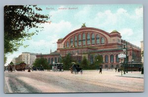 BERLIN GERMANY RAILROAD STATION ANHALTER BAHNHOF ANTIQUE POSTCARD RAILWAY DEPOT