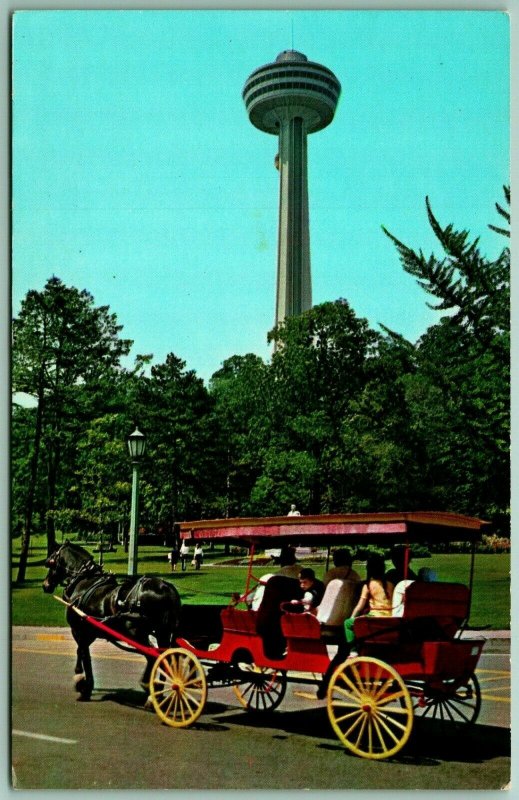 Horse and Carriage Skylon Tower Niagara Falls NY UNP Chrome Postcard I14