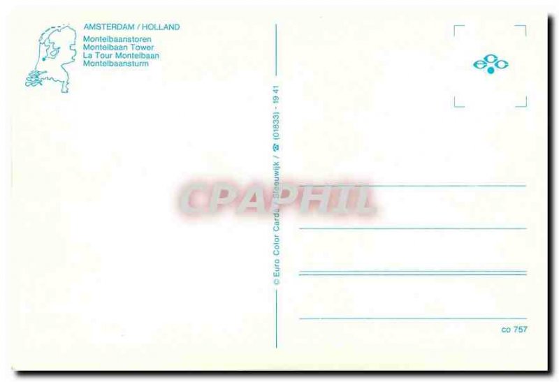 Postcard Modern Amsterdam Holland Tower Montelbaan