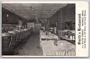 K17/ Detroit Michigan Postcard c1910 Interior Smith's Restaurant 406