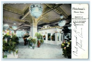 1909 Fleischman's Flower Store Railway Exchange Building Chicago IL Postcard