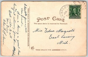 Charlotte Michigan 1908 Postcard Carnegie Library
