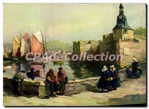 Old Postcard Concarneau Finistere the walled city and port