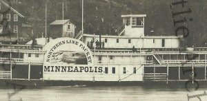 Minneapolis MINNESOTA RPPC c1910 STEAMBOAT MINNEAPOLIS Steamer MISSISSIPPI RIVER