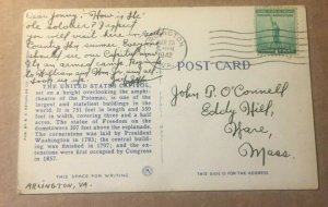 VINTAGE .01 LINEN PC 1942 USED U.S. CAPITOLWASHINGTON D. C.