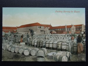 Suffolk Lowestoft PACKING HERRING FOR EXPORT c1905 Postcard by Valentine