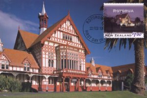 Bathhouse Rotorua Stamp Malthouse New Zealand Postcard First Day Cover