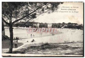 Old Postcard surroundings Royan Saint Palais Overview of Beach View