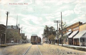 Cheney Washington First Street Trolley Vintage Postcard AA7579