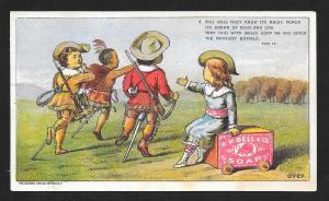 VICTORIAN TRADE CARD Bell's Soap Cowboys & Indians Buffalo