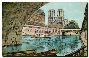 Old Postcard Notre Dame Paris view of the Seine