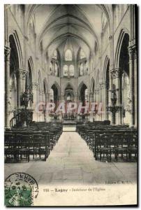 Postcard Old Lagny Interior of The Church