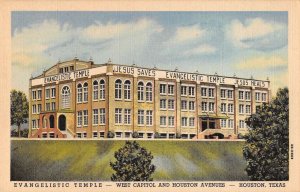 Houston Texas Evengelistic Temple Linen Vintage Postcard AA56431