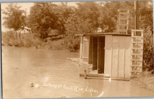 RPPC Bathing Swimming at Pooch Park El Reno OK Changing Rooms c1909 Postcard Q40