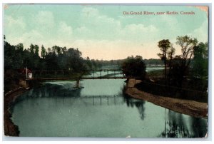 c1910 Bridge On Grand River Near Berlin Canada Antique Posted Postcard