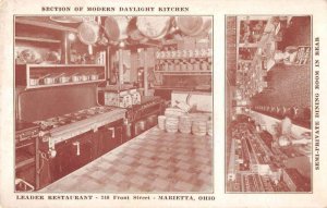 Marietta Ohio Leader Restaurant Kitchen and Bar Vintage Postcard AA19711