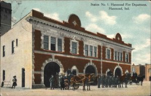 Hammond Indiana IN Fire Station No. 1 Fire Fighting c1910 Vintage Postcard