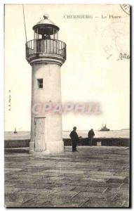 Postcard Old Lighthouse Boat Cherbourg