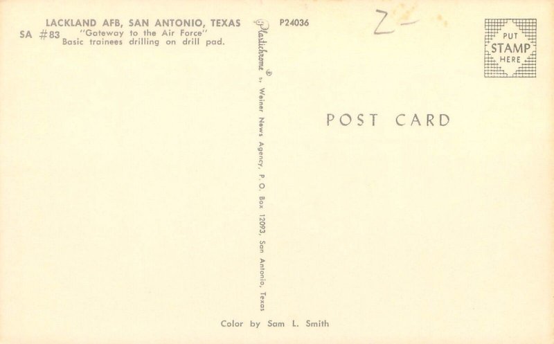 Lackland Air Force Base Trainees on Drill Pad San Antonio TX Postcard