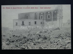 Vesuvius Eruzione del Vesuvio LA CHIESA BOSCOTRECASE Naples c1906 RARE Postcard